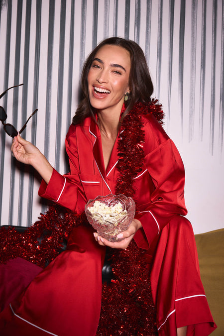 Moonlight Muse Red Satin Long Sleeve Pajama Set