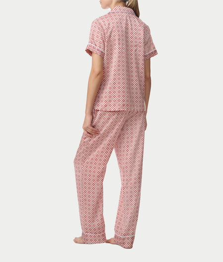 Notch Collar Woven Pajama Set