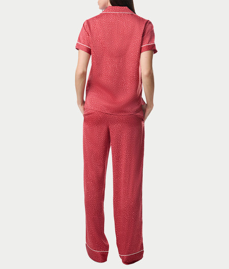 Notch Collar Woven Pajama Set