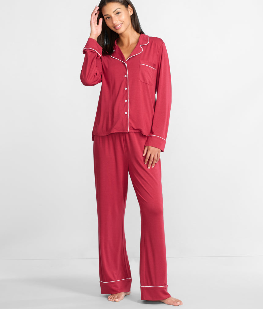 The Cooling Piped Pajama Set Bare Necessities
