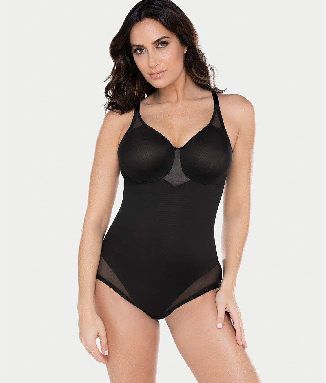 Sexy Sheer Extra Firm Control Bodysuit  Miraclesuit in Black size 38