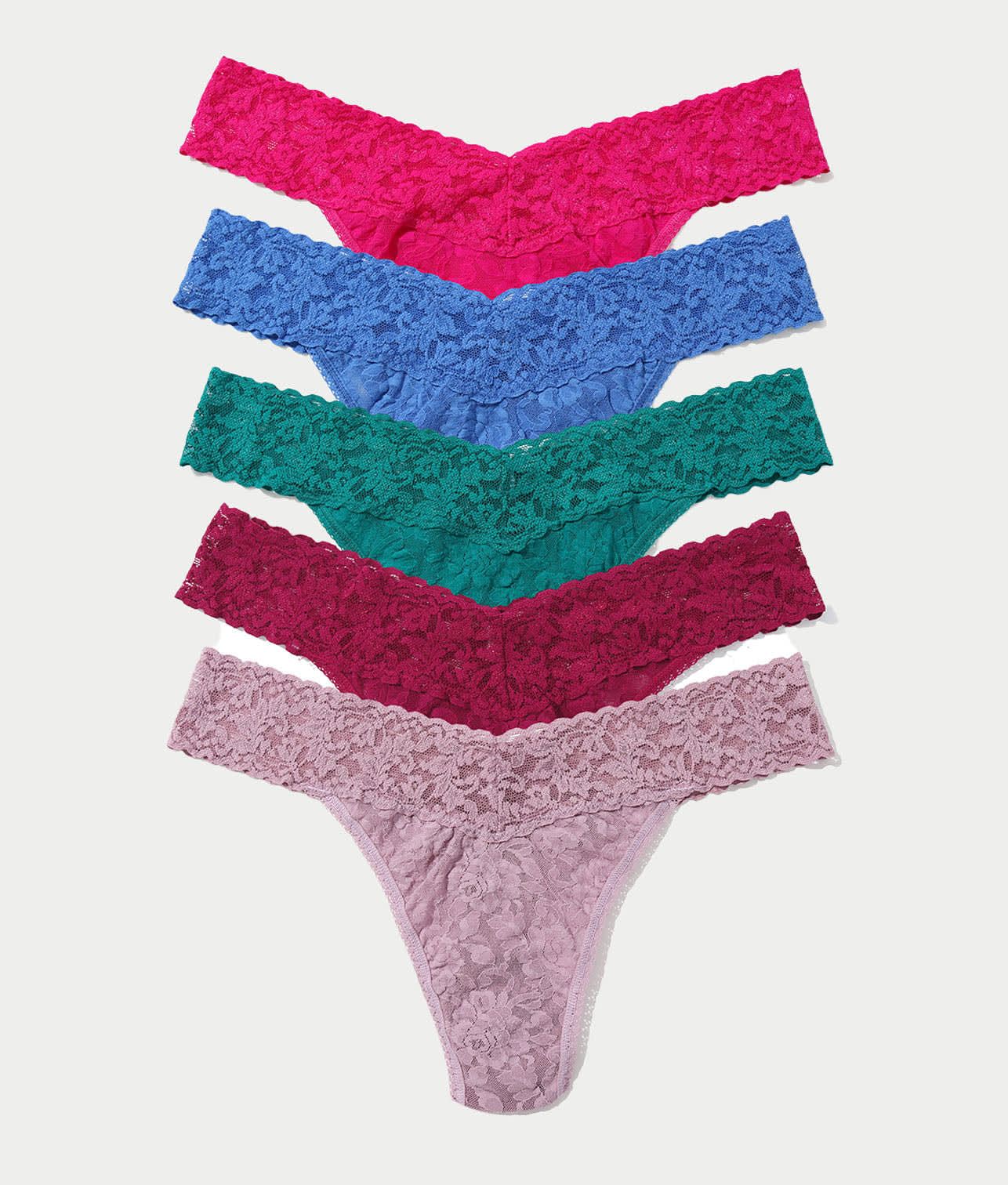 Holiday Signature Lace Original Rise Thong 5-Pack — Bare