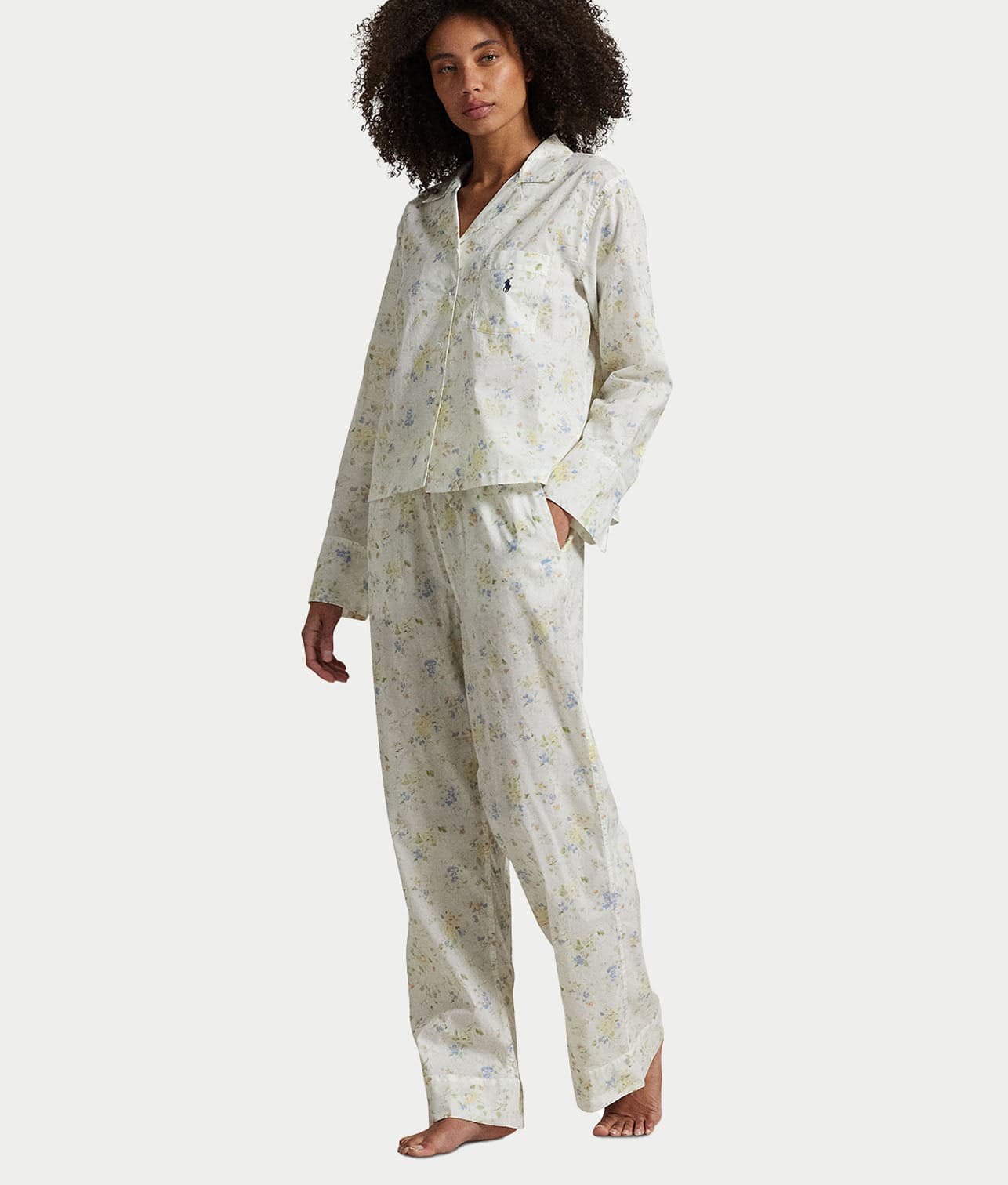 Botanical Floral Long Sleeve Woven Pajama Set — Bare Necessities