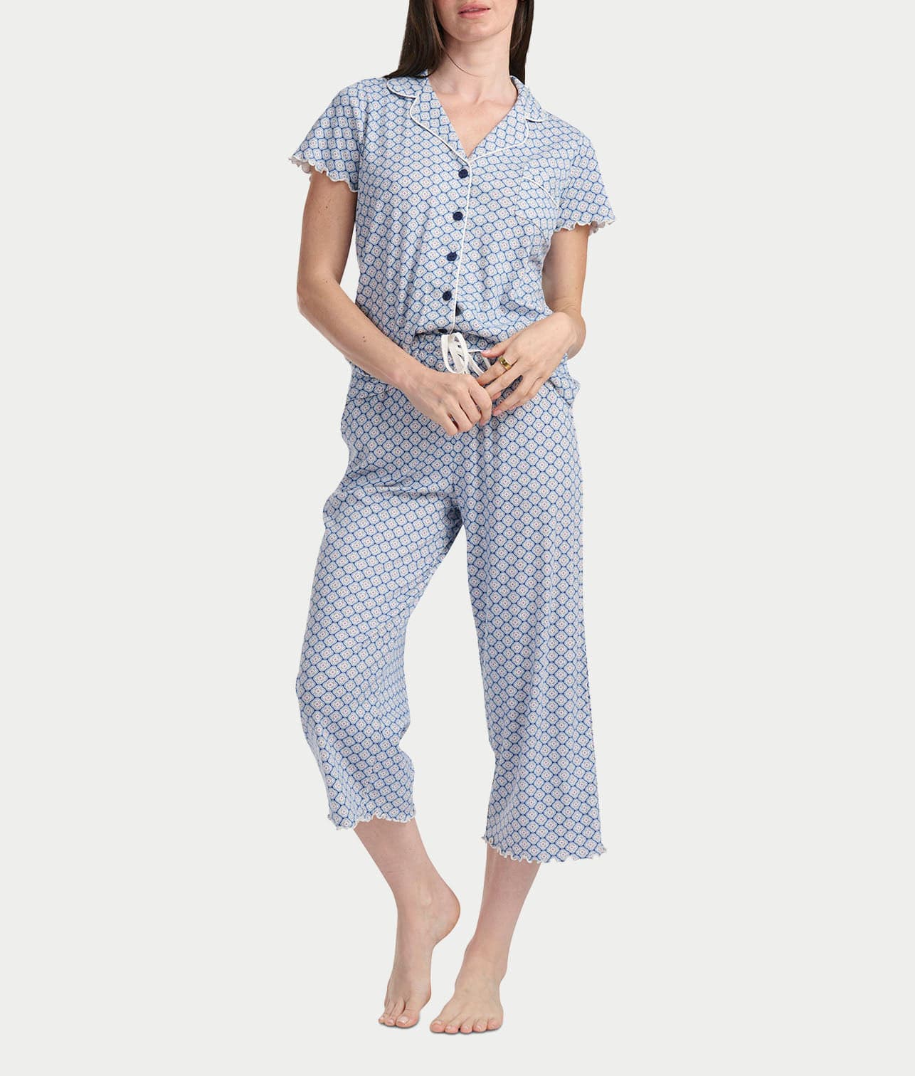 Notch Collar Knit Capri Pajama Set — Bare Necessities