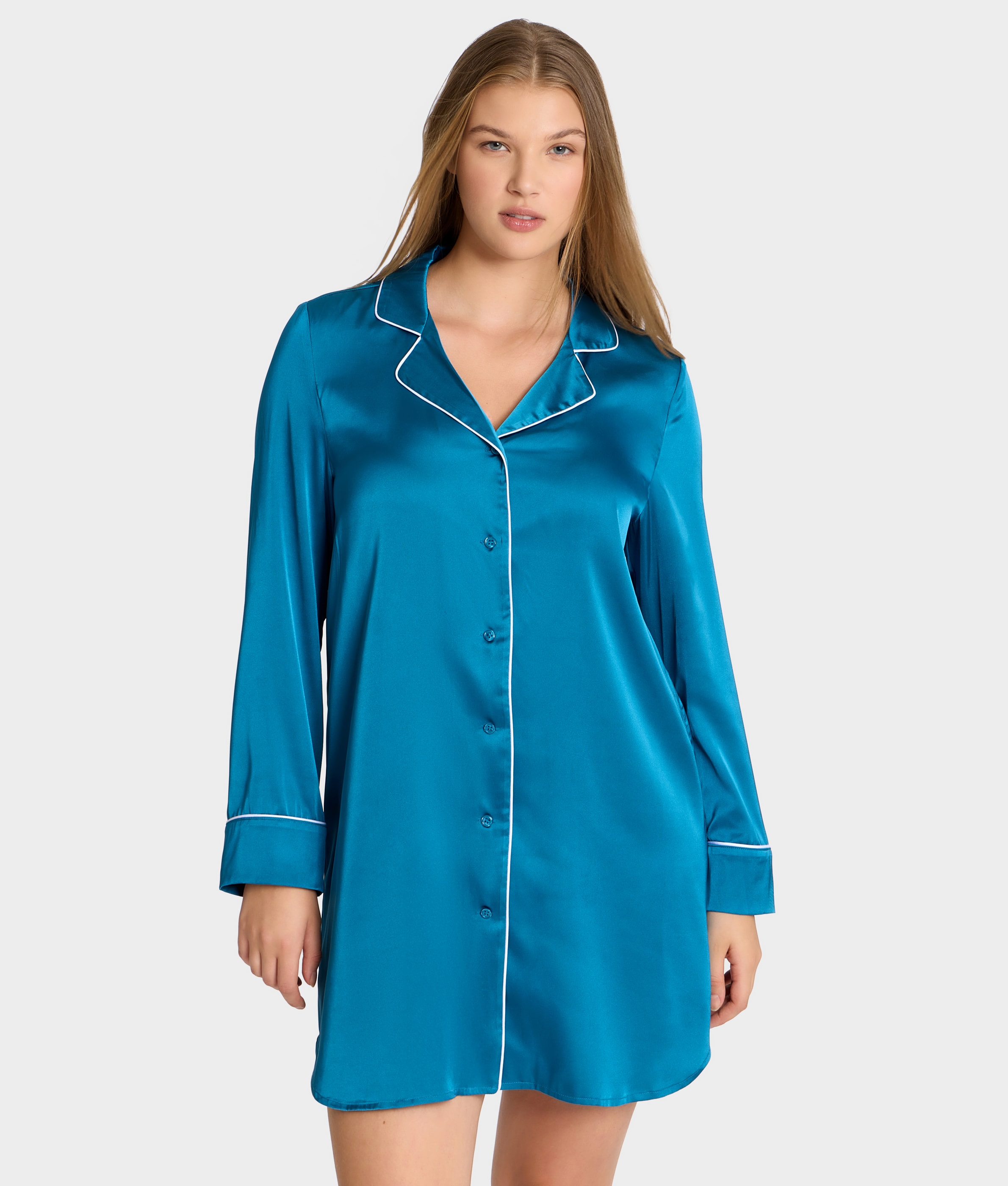 The Washed Satin Sleep Shirt Bare in Moroccan Blue size L The Washed Satin Sleep Shirt Bare in Moroccan Blue size L