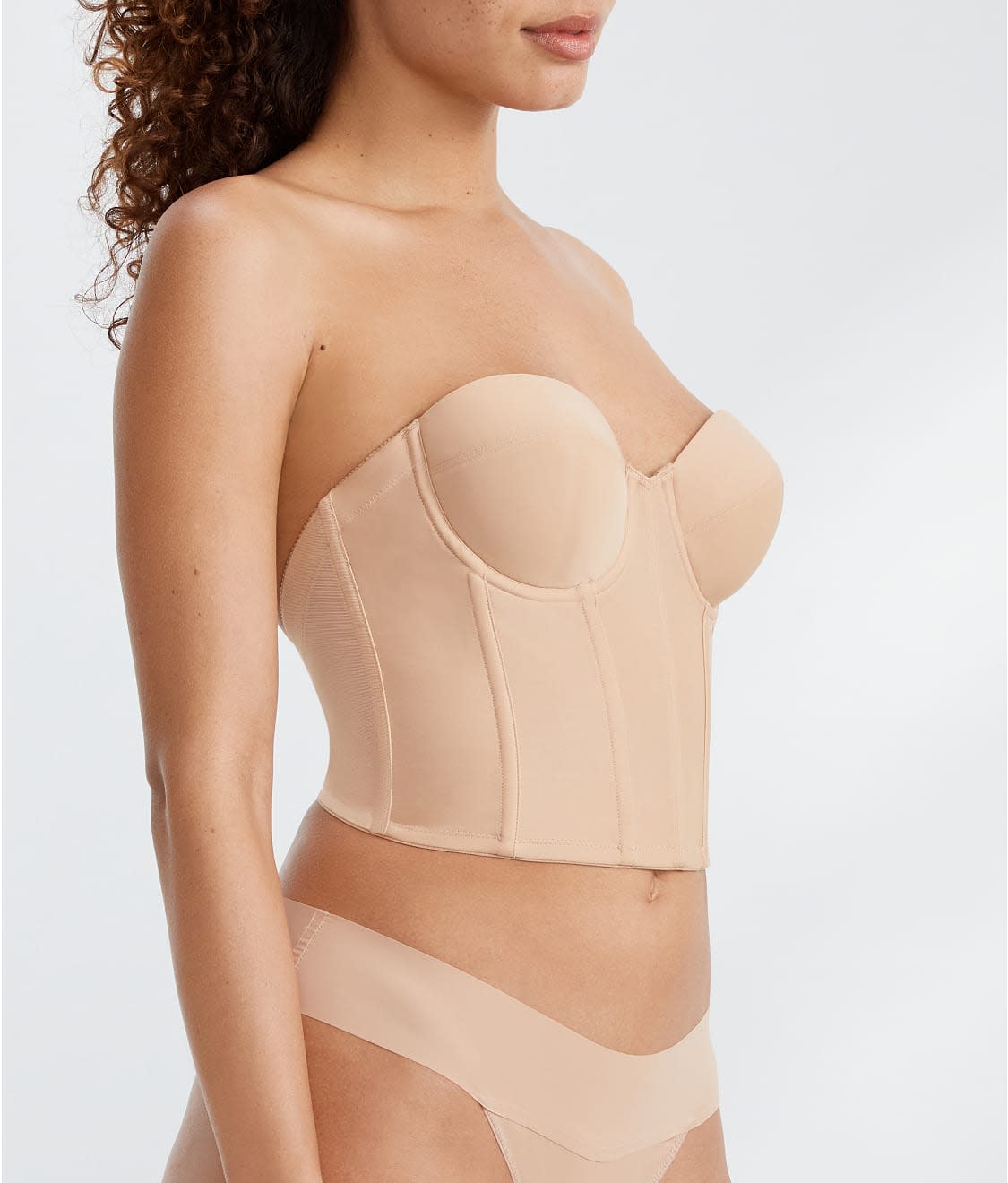 Dominique Women's Juliette Satin Longline Bridal Bra - Padded, Low Back, With Detachable Garters