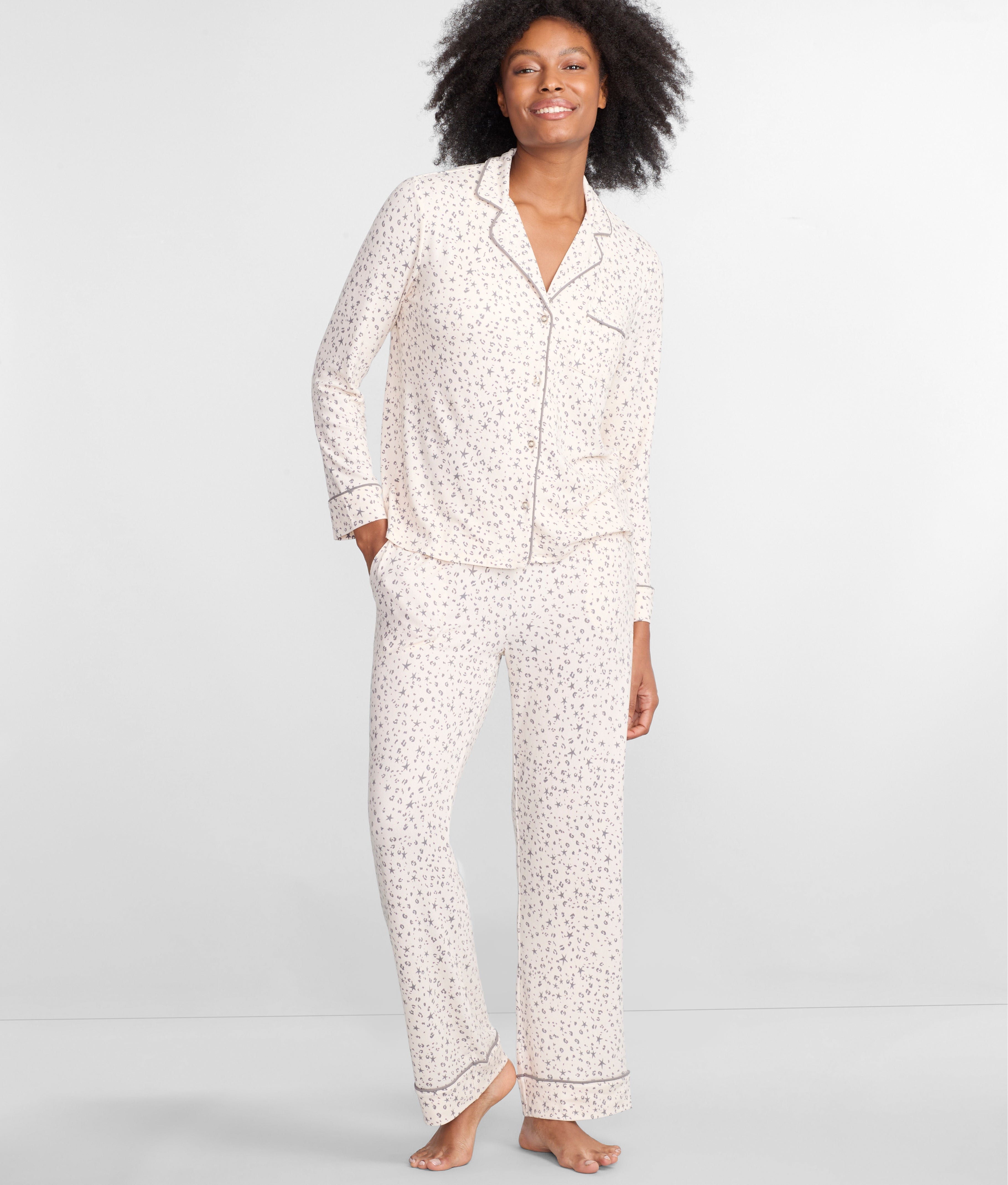 Pajama Sets Bare Necessities Loungewear Notch Collar Woven Pajama