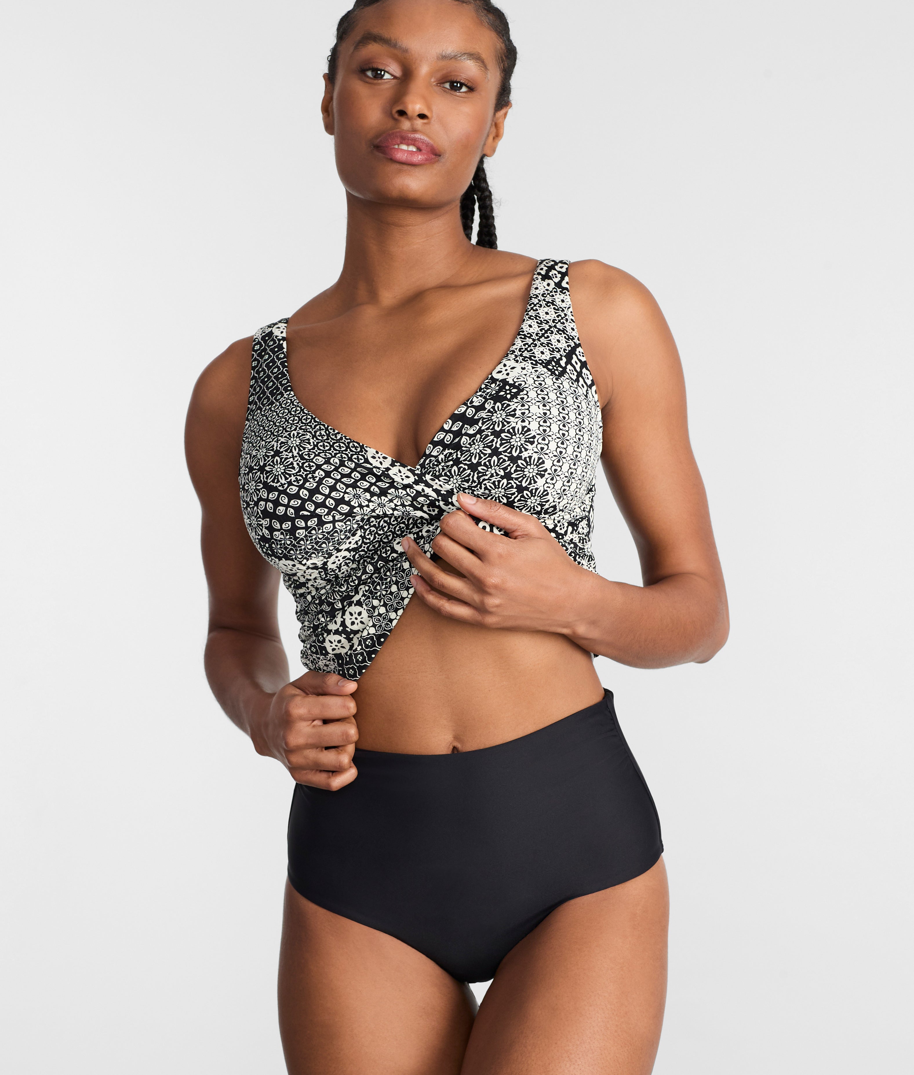 KABETY Women's Falbala High Waist Bikini Set - Flounce Swimsuit With Printed Bottoms
