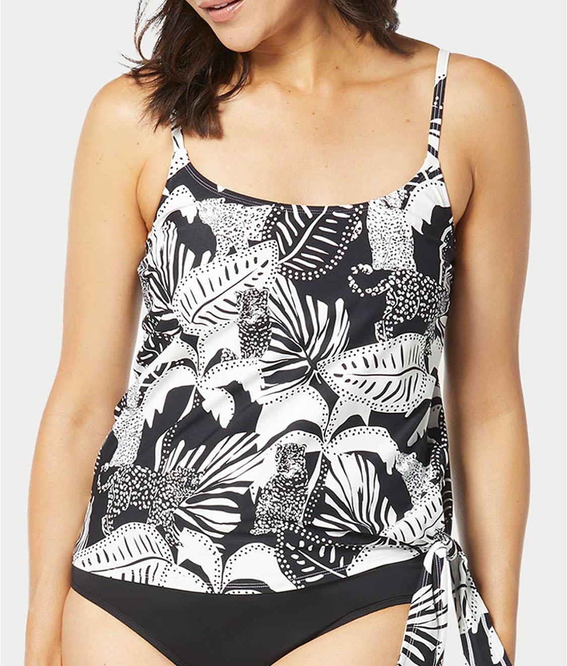 Midnight Jungle Stella Underwire Tankini Top C-DD Cups — Bare
