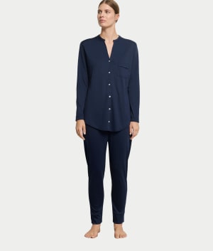 Pure Essence Button Front Soft Cotton Pajama Set: undefined