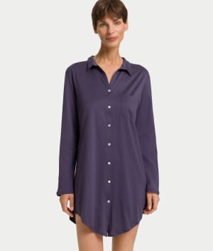 Cotton Deluxe Button-Front Sleep Shirt: undefined