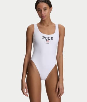 USA Logo Scoop Tank One-Piece Swimsuit: undefined