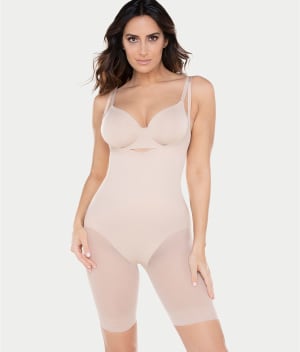 Sexy Sheer Extra Firm Control Open-Bust Bodysuit: undefined