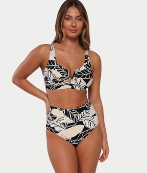 Printed Fold-Over High-Waist Bikini Bottom: undefined