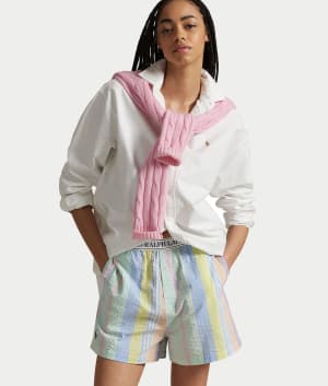 Striped Seersucker Woven Boxer: undefined