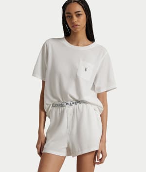 Oxford Knit Pajama Shorts Set: undefined