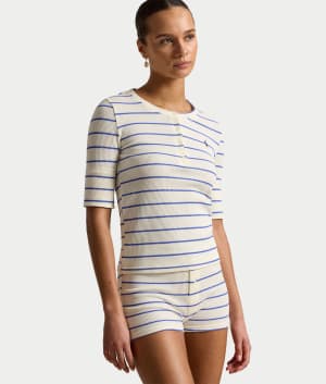 Waffle Knit Henley Shorts Set: undefined