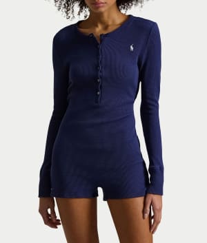 Waffle Knit Sleep Romper: undefined