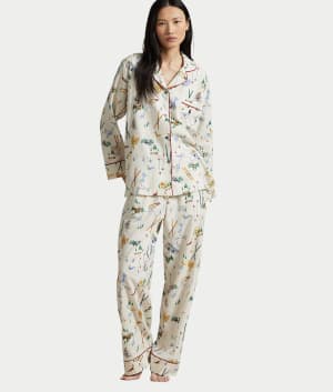 Madison Traveler Ski Print Woven Twill Pajama Set: undefined