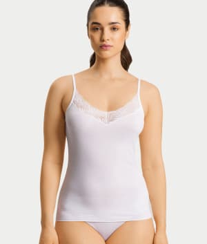 Cotton Delight Lace Trim Cotton Camisole: undefined