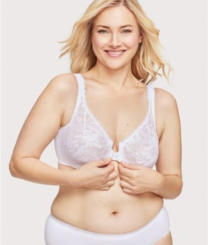 WonderWire Front-Close Stretch Lace Bra: undefined