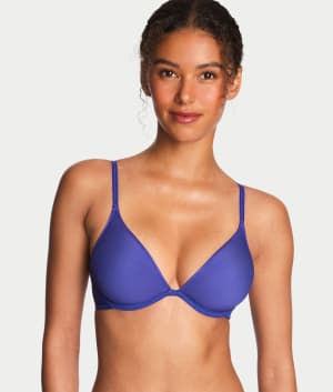Full Transparency Plunge Spacer T-Shirt Bra: Spectrum Blue
