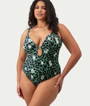 Plus Size Jungle Bay Plunge One-Piece: undefined