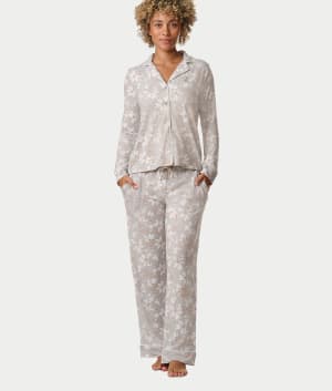 Notch Collar Knit Pajama Set: undefined