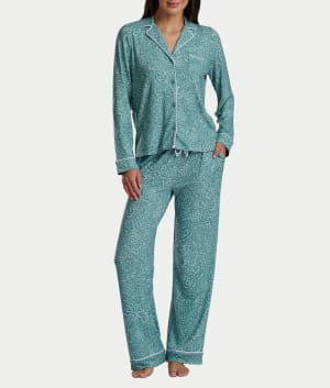 Notch Collar Woven Pajama Set: undefined