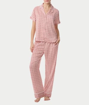 Notch Collar Woven Pajama Set: undefined