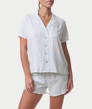 Notch Collar Woven Shorts Set: undefined