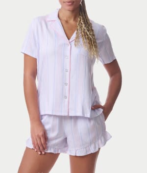Notch Collar Woven Shorts Set: undefined