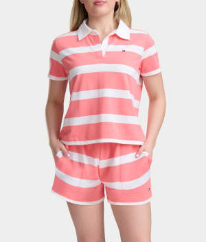 Rugby Polo & Boxer Knit Lounge Set: Shell Pink