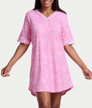 Under the Tuscan Sun Elbow Sleeve Henley Sleep Shirt: undefined