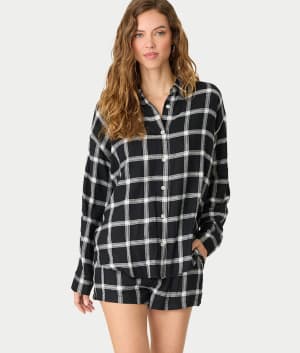 Cozy & Chic Woven Plaid Pajama Shorts Set: undefined