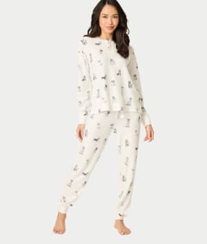 My Dog Is My Valentine Thermal Knit Pajama Set: undefined