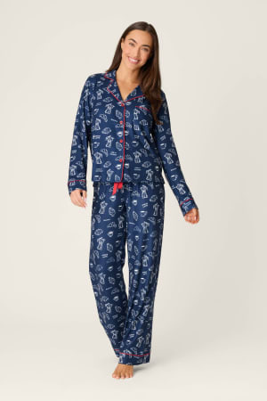 Bonjour Babe French Breakfast Print Long Sleeve Pajama Set: default