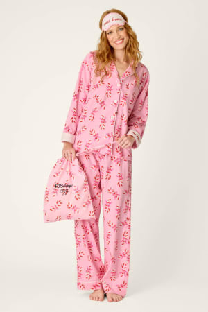 Sweeter Than Sugar Candy Cane Print 4-Piece Pajama Set: default