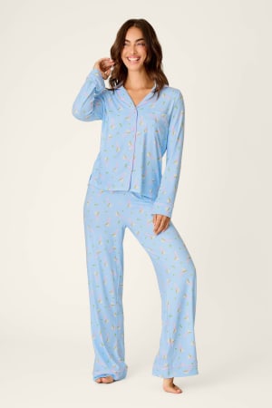 Olive You Martini Print Long Sleeve Pajama Set: default