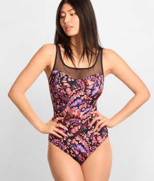 Retro Butterfly Frascati Slimming One-Piece: undefined