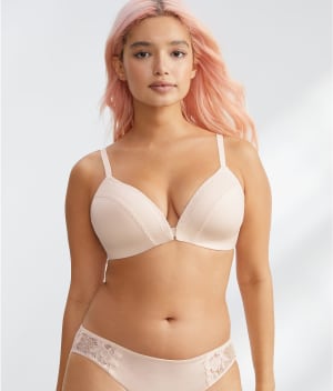 The Wire-Free Front-Close Bra with Lace: undefined