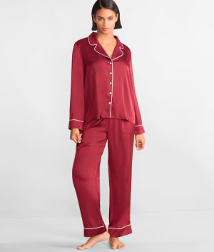 The Washed Satin Pajama Set: undefined