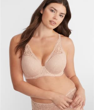 Lightly Lined Lace Plunge Bra: undefined