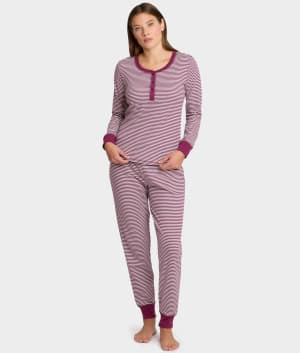 Her Stripe Henley PJ Set: undefined