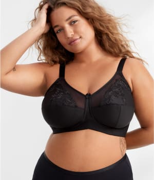 Embroidered Microfiber Wire-Free Bra: undefined
