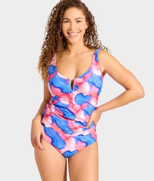 V Front Underwire Tankini Top: undefined