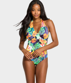 The Slimming Halter Underwire One-Piece: undefined