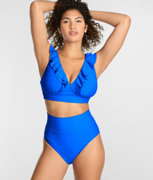 Hannah Fold-Over High-Waist Bikini Bottom: undefined