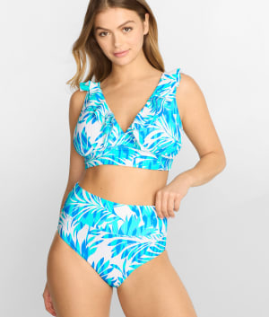 Printed Willa Ruffle Wire-Free Bikini Top: undefined