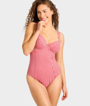 Gingham Paloma Underwire Balcony One-Piece: undefined